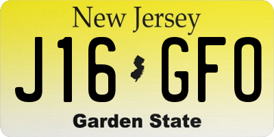 NJ license plate J16GFO