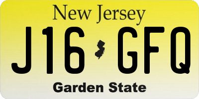 NJ license plate J16GFQ