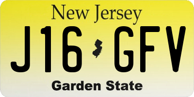 NJ license plate J16GFV