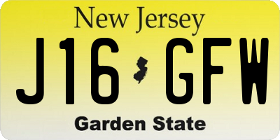 NJ license plate J16GFW