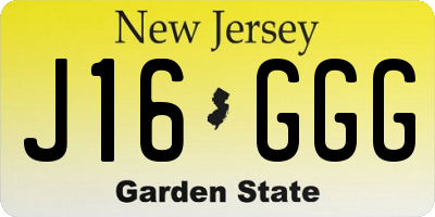 NJ license plate J16GGG