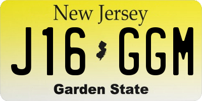 NJ license plate J16GGM