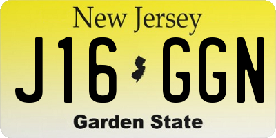 NJ license plate J16GGN