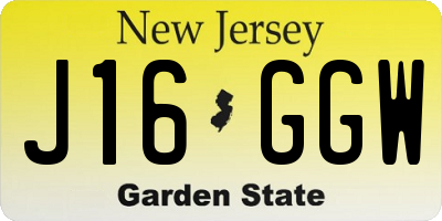 NJ license plate J16GGW