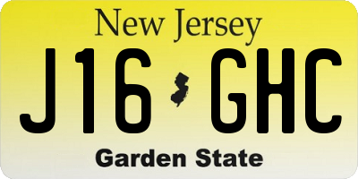 NJ license plate J16GHC