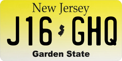 NJ license plate J16GHQ