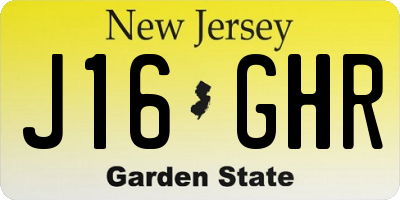 NJ license plate J16GHR