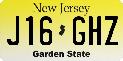 NJ license plate J16GHZ
