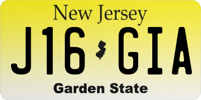 NJ license plate J16GIA