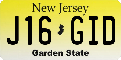 NJ license plate J16GID