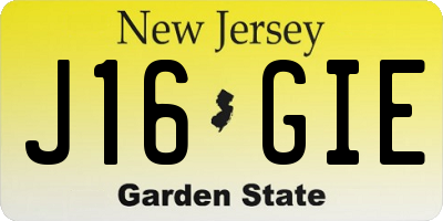 NJ license plate J16GIE