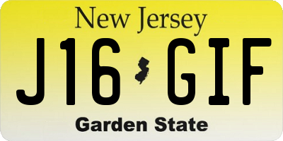 NJ license plate J16GIF