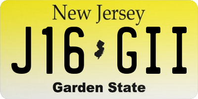 NJ license plate J16GII
