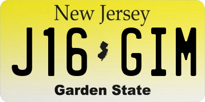 NJ license plate J16GIM