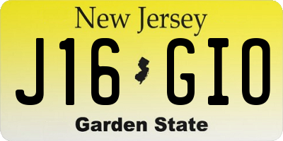NJ license plate J16GIO