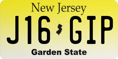 NJ license plate J16GIP