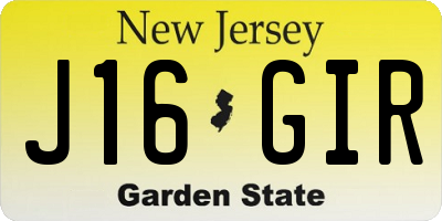 NJ license plate J16GIR