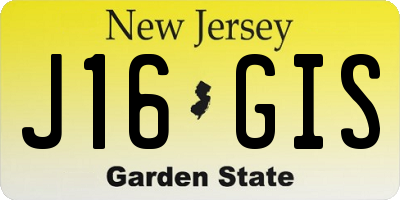 NJ license plate J16GIS
