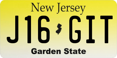 NJ license plate J16GIT