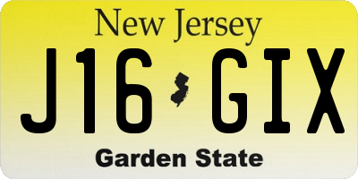 NJ license plate J16GIX