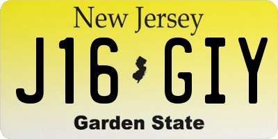 NJ license plate J16GIY