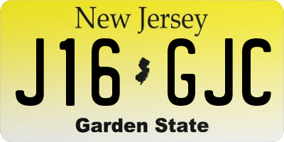 NJ license plate J16GJC