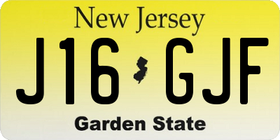 NJ license plate J16GJF
