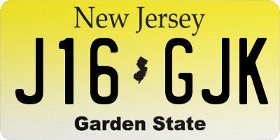 NJ license plate J16GJK