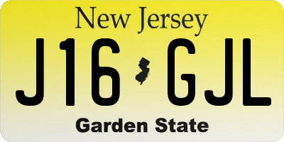 NJ license plate J16GJL