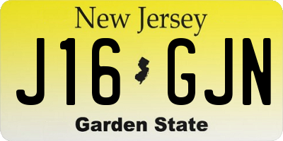 NJ license plate J16GJN