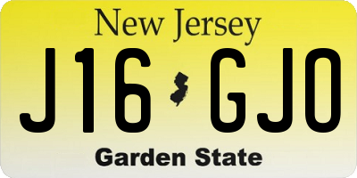 NJ license plate J16GJO