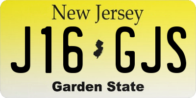 NJ license plate J16GJS