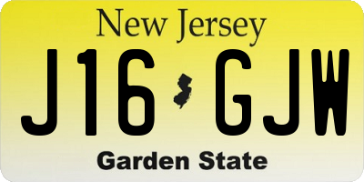 NJ license plate J16GJW