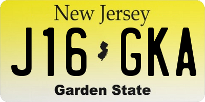 NJ license plate J16GKA