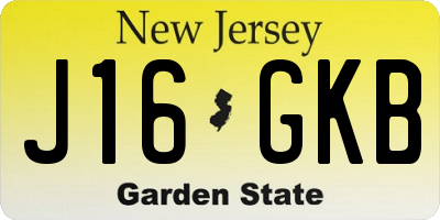 NJ license plate J16GKB