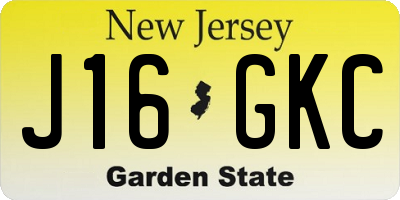 NJ license plate J16GKC