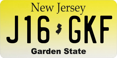 NJ license plate J16GKF
