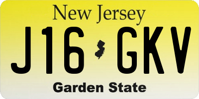 NJ license plate J16GKV