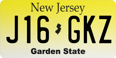 NJ license plate J16GKZ