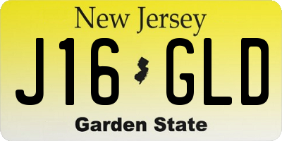 NJ license plate J16GLD