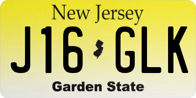 NJ license plate J16GLK