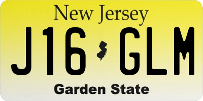NJ license plate J16GLM
