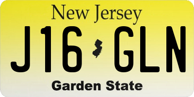 NJ license plate J16GLN