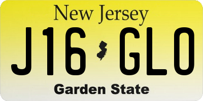 NJ license plate J16GLO