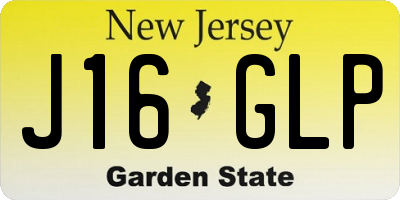NJ license plate J16GLP