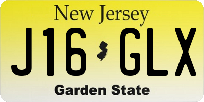 NJ license plate J16GLX