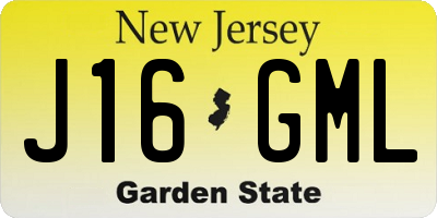 NJ license plate J16GML