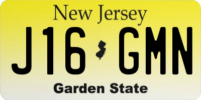 NJ license plate J16GMN