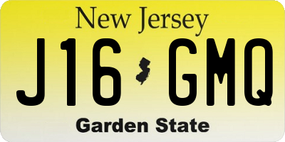 NJ license plate J16GMQ