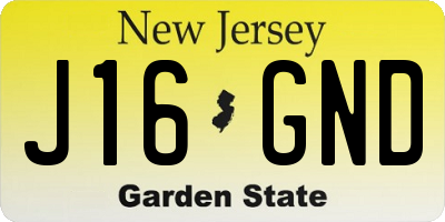 NJ license plate J16GND